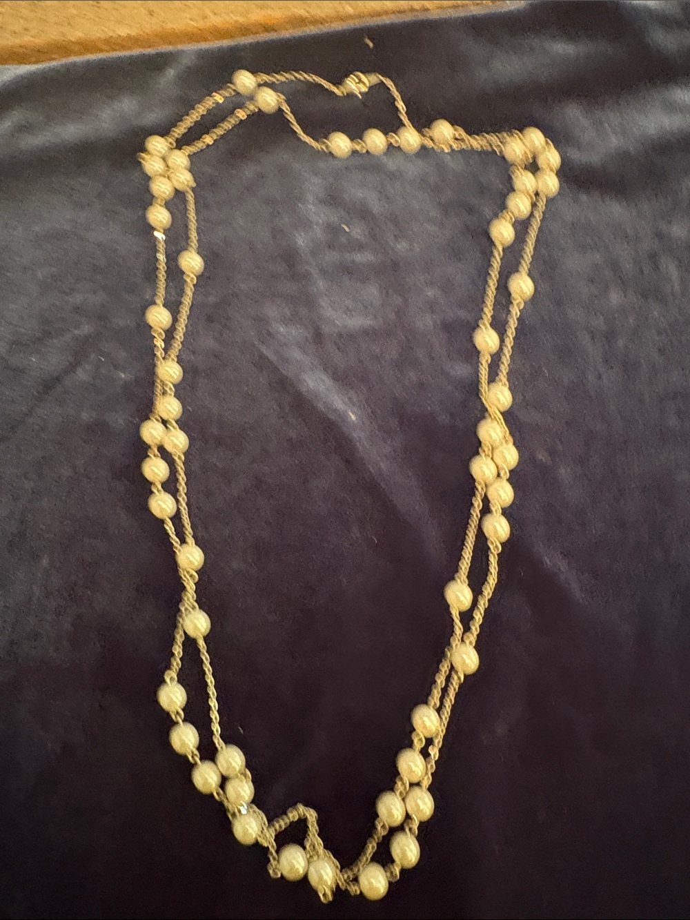 Vintage Premier Designs Long Faux Pearl Station Chain Necklace Wrap Layering